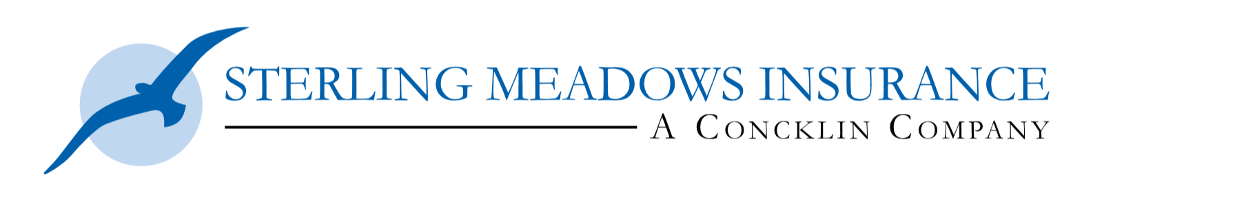 Sterling Meadows Insurance Logo - Blue Bird Silhouetted on light blue circle